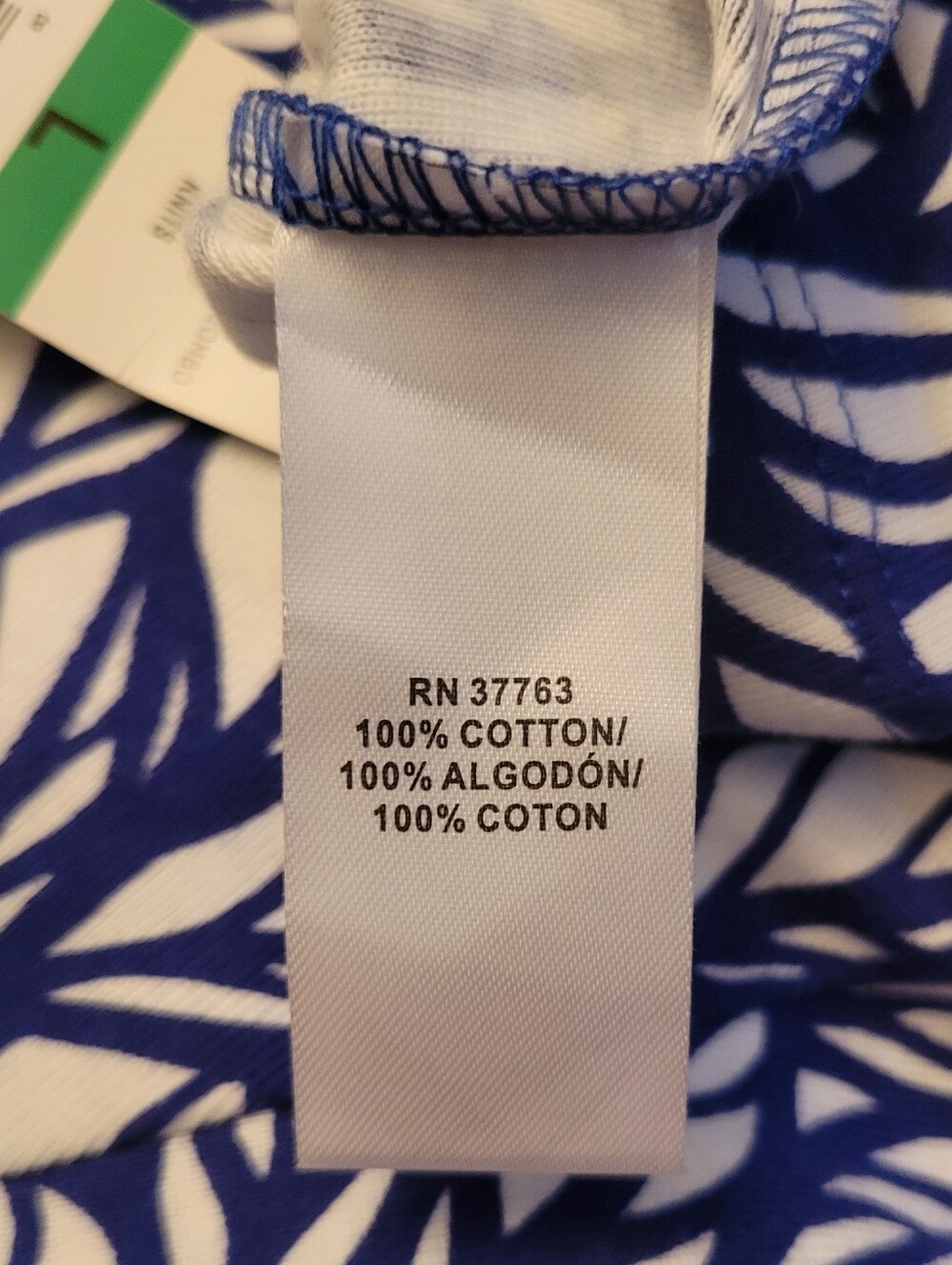 Rafaella Navy and White Leaf-Print Short Sleeve Top - Picture 9 of 9
